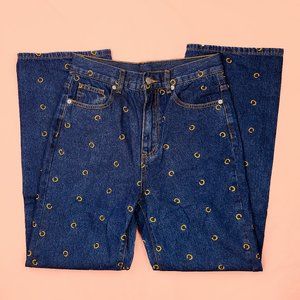 Cider All Over Print high waist jeans in dark blue NWT